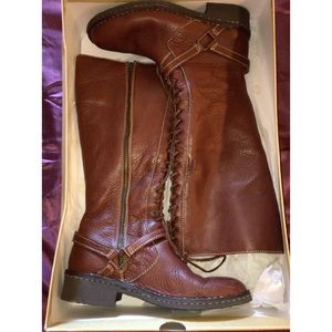 Amber Brown Lace Up Leather Bornn Boots